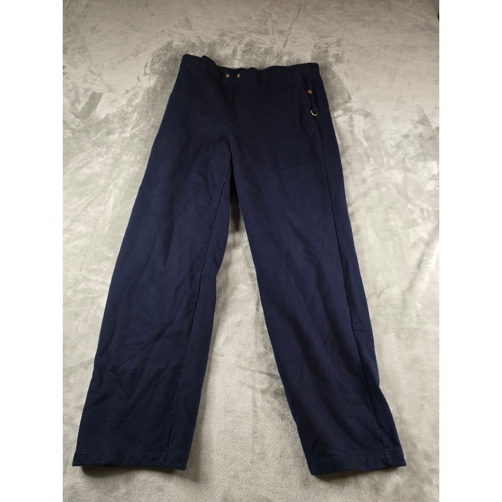 Lauren Jeans Co Sweatpants Women Large Navy Blue Cotton French Terry Pocket